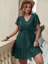 Vacation A-Line High Waisted Solid Color V-Neck Mini Dress
